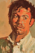 Tom Mallon: Acrylic on Canvas - Richie Magee, Detail of Portrait