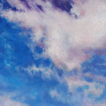 East San Francisco Street by Tom Mallon, Oil on Canvas - 55 x 24.5 inches - Detail of More Clouds