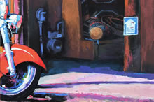 East San Francisco Street by Tom Mallon, Oil on Canvas - 55 x 24.5 inches - Whicker Display