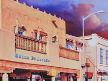 La Entrada a la Plaza by Tom Mallon, Oil on Canvas - 27.75 x 20.5 inches - Rooftop Pizza Restaurant