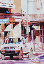 La Entrada a la Plaza by Tom Mallon, Oil on Canvas - 27.75 x 20.5 inches - White Pick-up