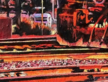Un Nuevo Dia by Tom Mallon, Oil on Canvas - 42 by 18 inches - Distant Car