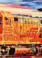 Un Nuevo Dia by Tom Mallon, Oil on Canvas - 42 by 18 inches - Engine Side Detail