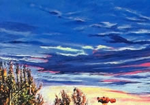 Un Nuevo Dia by Tom Mallon, Oil on Canvas - 42 by 18 inches - Left Sky
