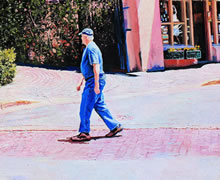 Mediodía de Julio - by Tom Mallon, oil on canvas - Man and Pavement