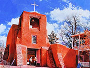 San Miguel MIssion by Tom Mallon, Oil on Canvas - 48 x 24 inches -