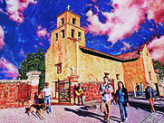 Santuario de Guadalupe by Tom Mallon, Oil on Canvas - 42 by 22 inches