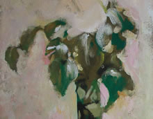 Tom Mallon: Acrylic on Canvas - Bagels and Pomegranate - Detail of Ivy Vine