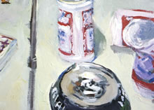 Chesterfields by Tom Mallon, Acrylic on Canvas 24" x 20" - Detail Ashtray