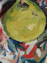 Sidetable by Tom Mallon, 14 x 21 inches, Oil on Wood Panel - Pear