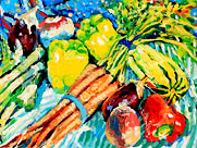 Tom Mallon: Acrylic on Canvas Board - Veggies